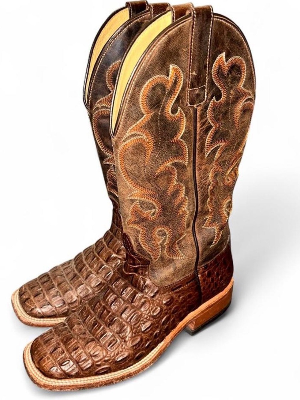 Horsepower Men’s Nile Crocodile Print Square Toe Western Boots Men’s 7